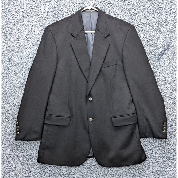 VTG Hart Schaffner Marx 100% Cashmere Blazer Mens 42L Two Button Office Black - Picture 1 of 13